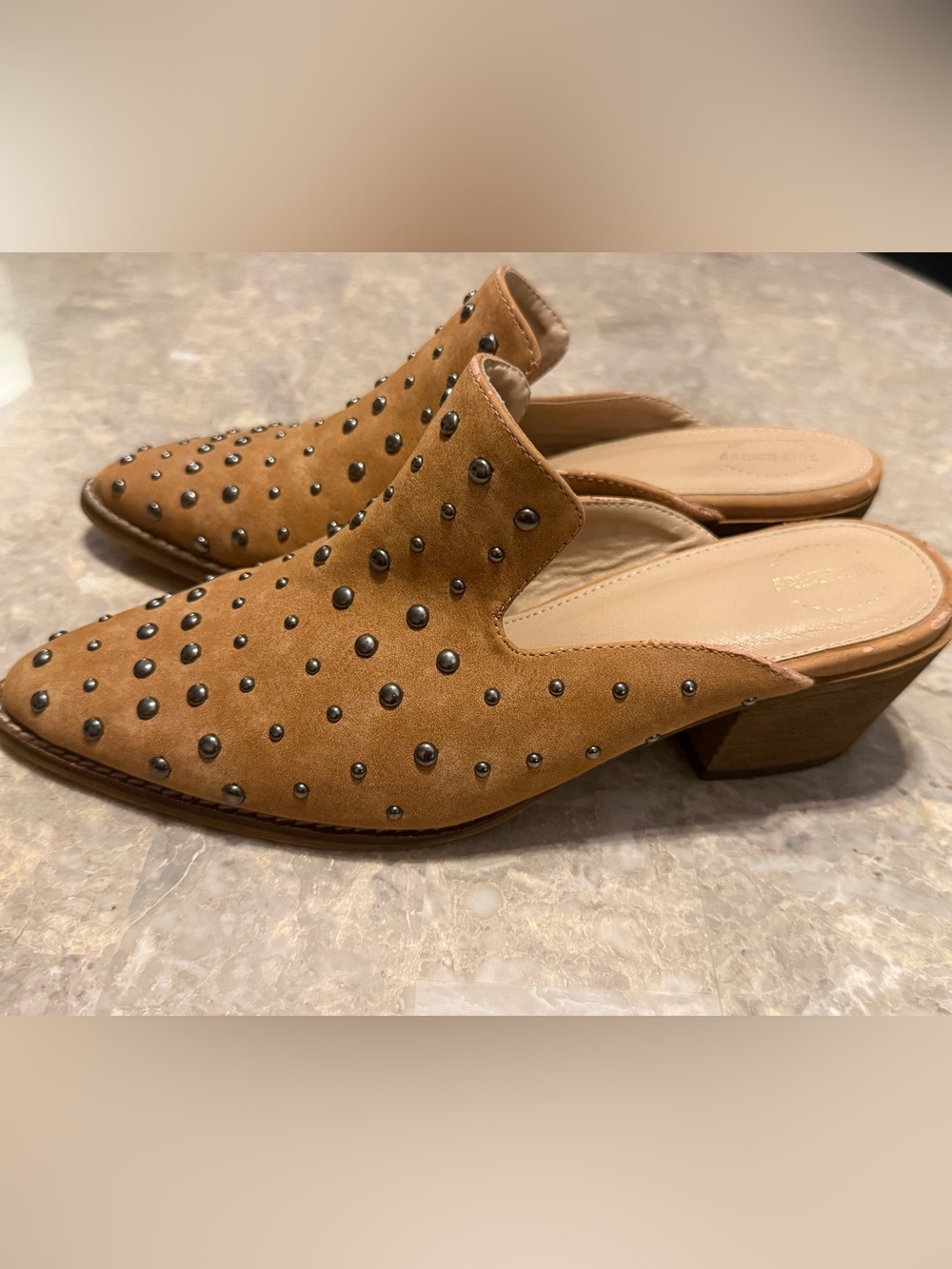 ARIDER GIRL Brand “Cara”-Studded Western Style Mules